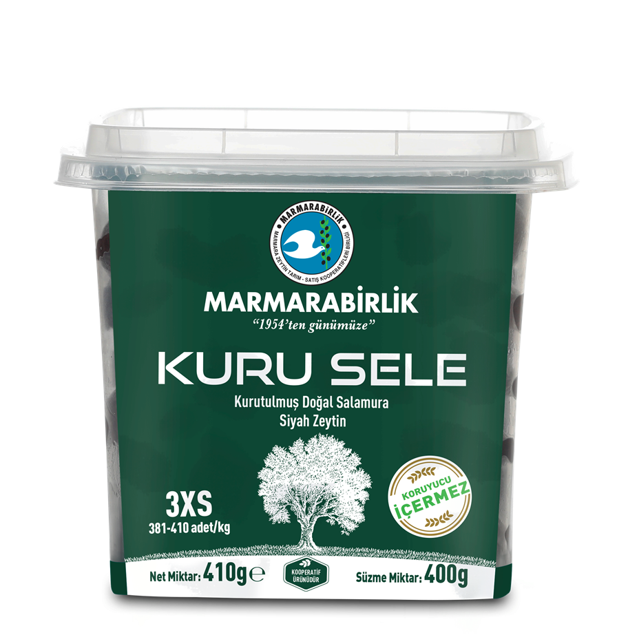 MARMARABIRLIK KURU SELE SIYAH ZEYTIN 3XS 400GR
