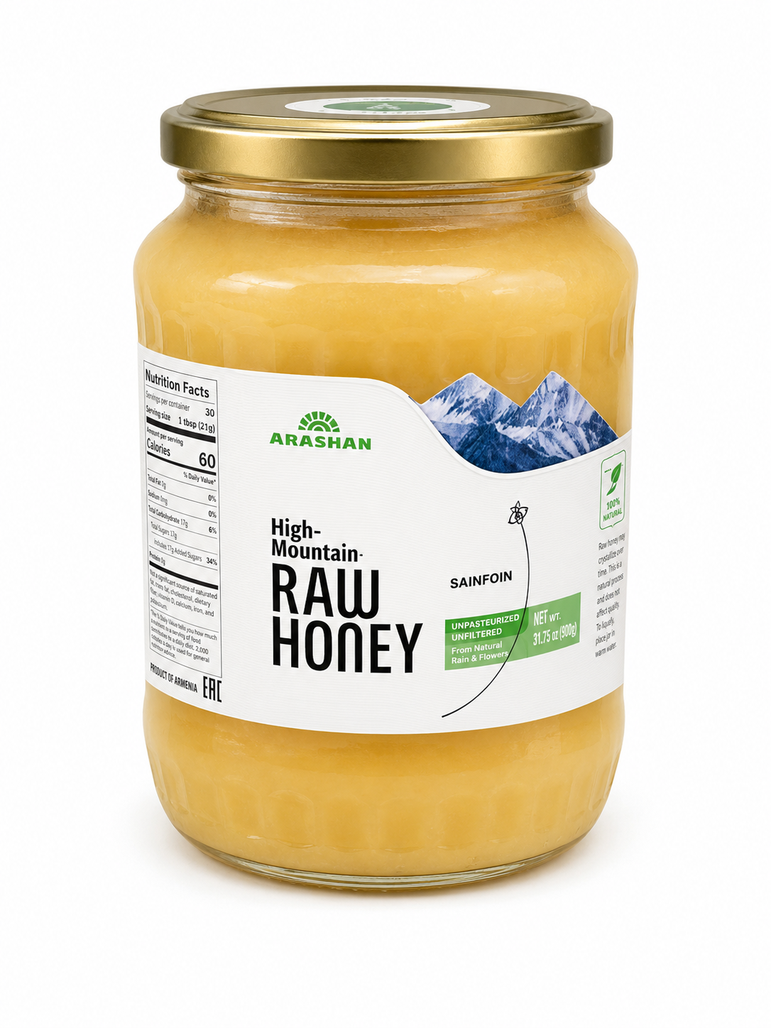 ARASHAN RAW HONEY SAINFOIN 900GR