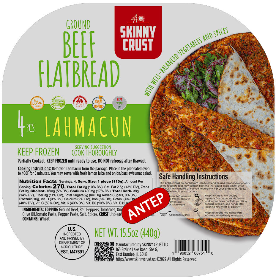 Skinny Crust Beef FlatBread-Lahmacun 4pcs 440 gr