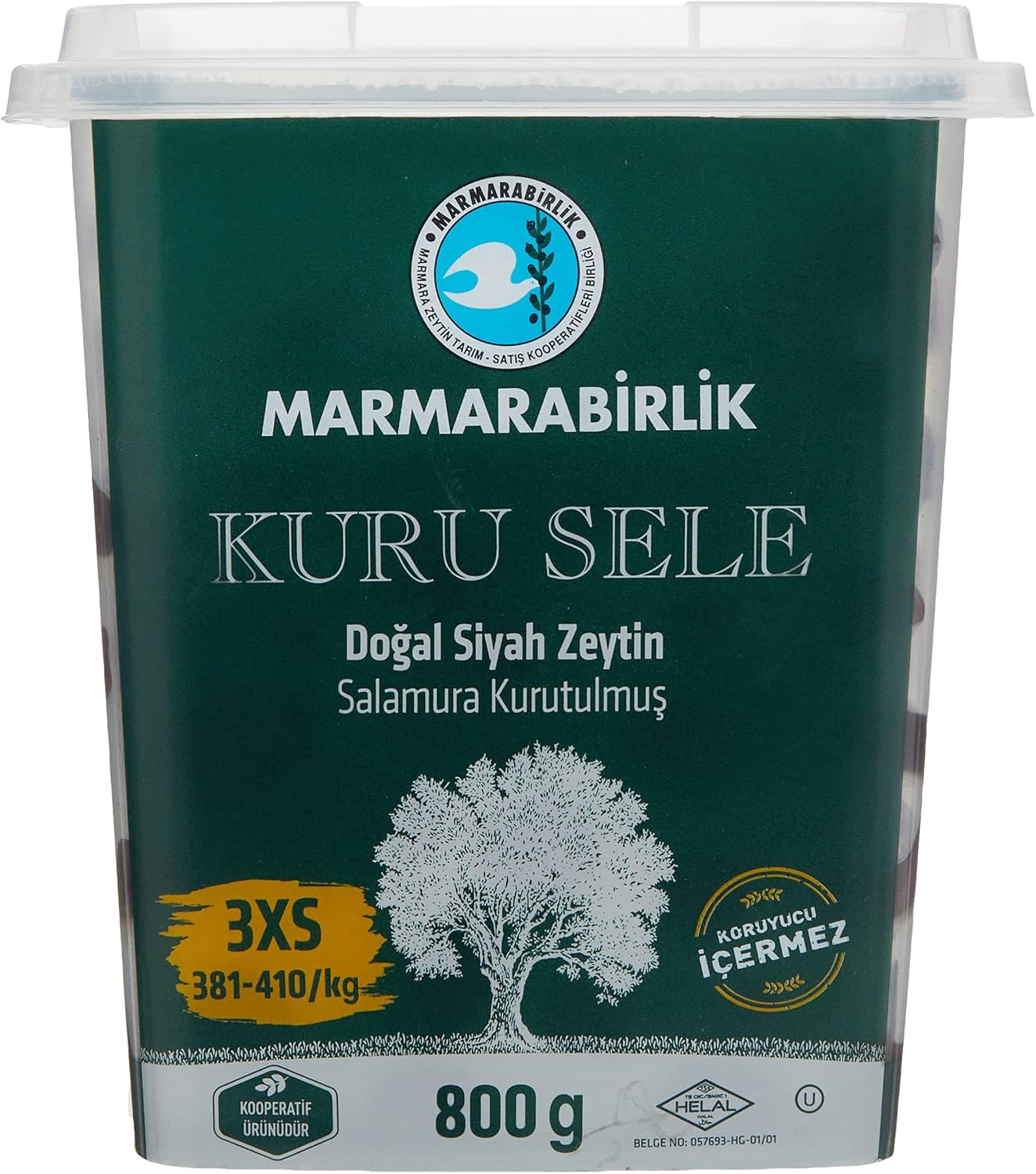 Marmarabirlik Sele Black Olives 3XS 800g