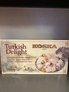 Koska Turkish Delight With Hazelnut and Pistachio, Coconut Coated Plain