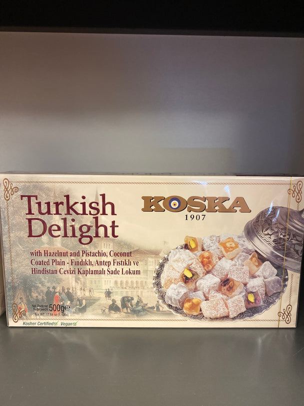 Koska Turkish Delight With Hazelnut and Pistachio, Coconut Coated Plain