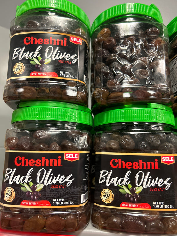 Cheshni Black Olives Less Salt 800g