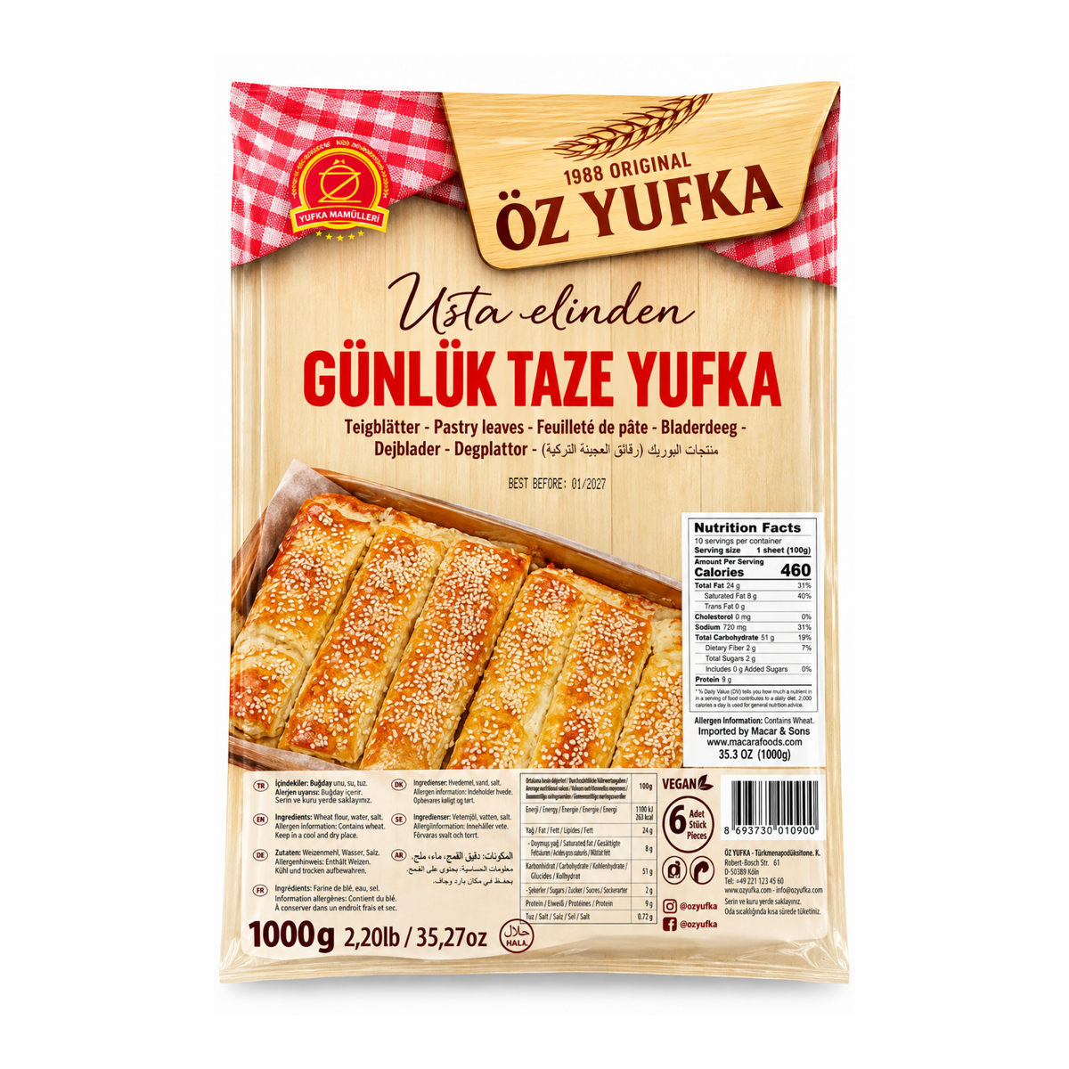 OZ YUFKA GUNLUK TAZE YUFKA 1000GR